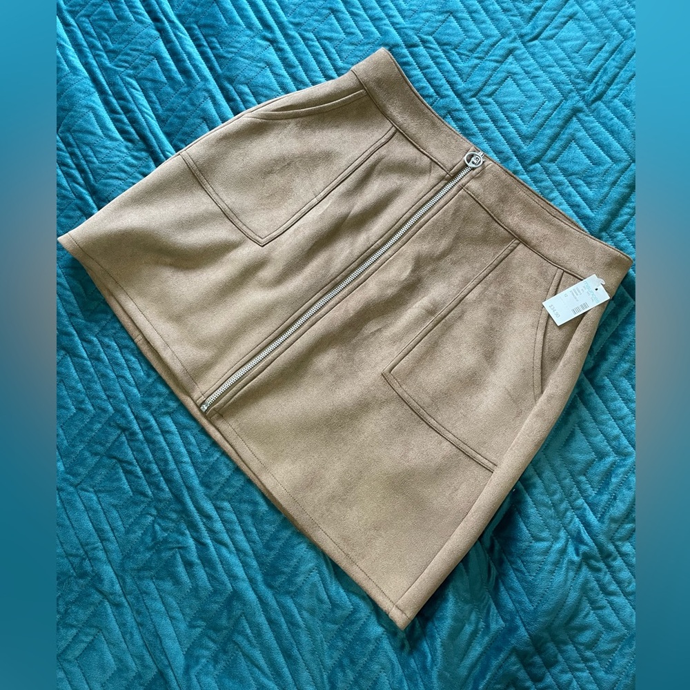 Tan Zipper Front Women's Skirt